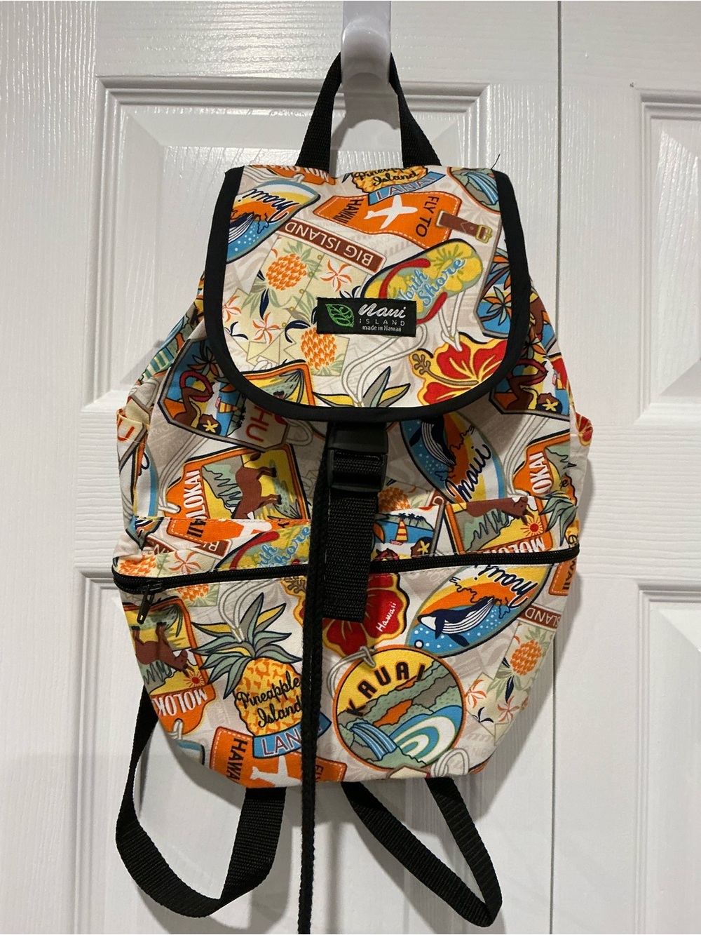 Nani Island Multicolor Tropical Print Canvas Backpack - Made in Hawaii